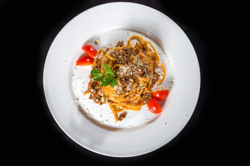 Pasta with mushrooms and tomato
