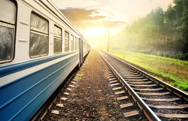 Foto op Plexiglas Treinstation Bewegende trein