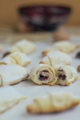 Bagels with raspberry jam in a cut