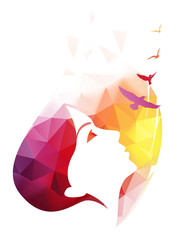 Abstract modern background with woman face.