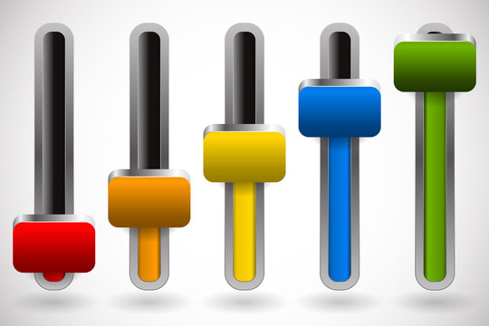 Slider, fader elements. Slider, faders or potentiometers UI elem