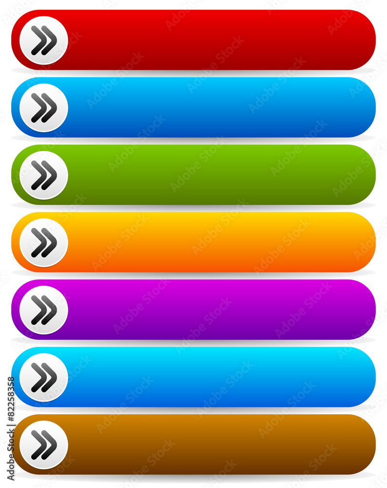 Fototapete colorful rounded rectangle buttons with arrows and blank space