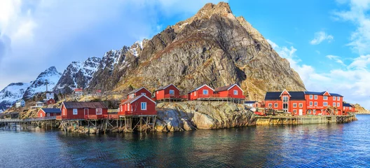 Crédence de cuisine en verre imprimé Reinefjorden Village de pêcheurs de Reine, Lofoten, Norvège
