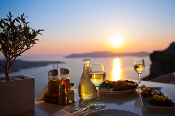Dinner for two and the sea sunset