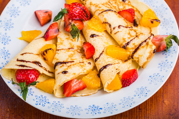 Pancakes with fresh fruits