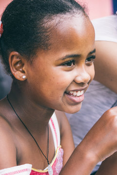 Happy ethiopian girl during a party