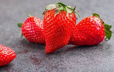 Strawberries on black background