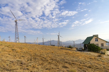 Generators on a wind power plant. Crimea.