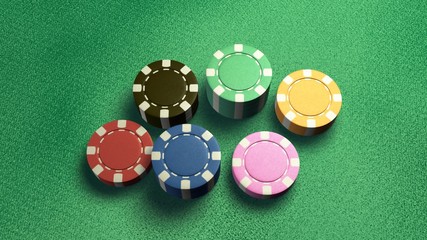 casino chips of 6 color