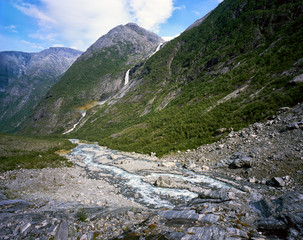 Amazing arctic glacier river in mountains