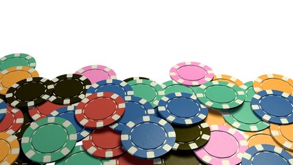 casino chips show hand white background