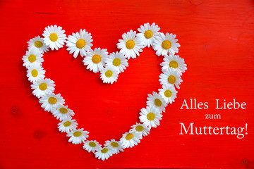 Grußkarte - Alles Liebe zum Muttertag! - Blütenherz