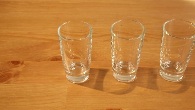 Hovering shot of three small glasses