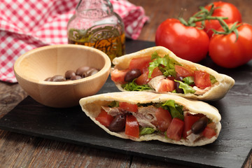 Pita with meat and vegetables