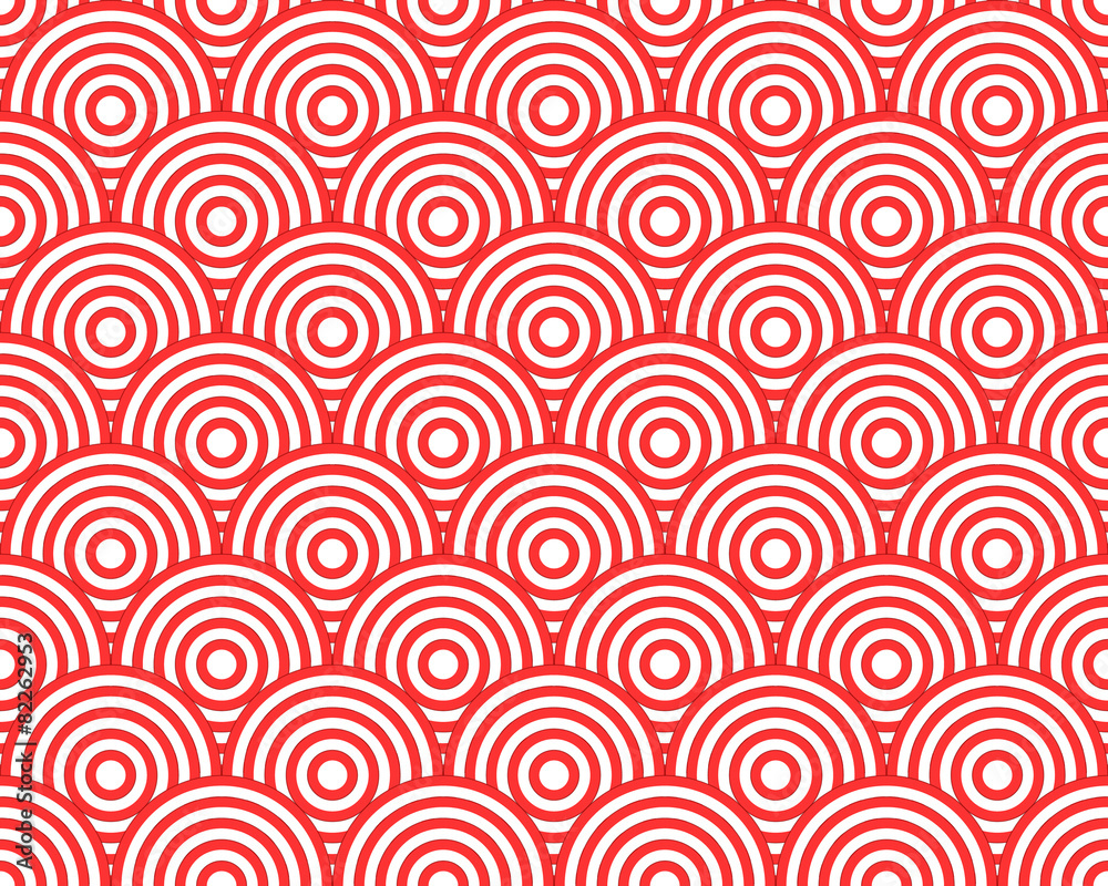 Aufkleber Red and white concentric circles abstract pattern. Seamlessly re