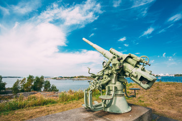 Historic cannon at Suomenlinna, Sveaborg maritime fortress In He
