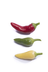hot peppers on white background