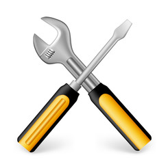 Realistic Metallic Maintenance Tools Icon