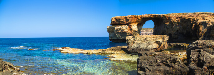 Azure Window, famous stone arch of Gozo island , Malta - obrazy, fototapety, plakaty