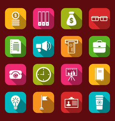 Group simple and trendy flat icons of business and financial ite