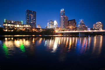 Colorado River Flows through Austin Texas City Center Downtown S