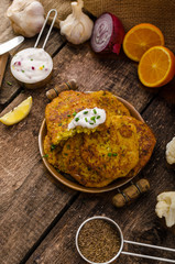 Cauliflower curry pancakes
