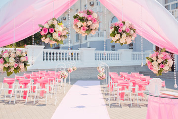 Square ready for wedding ceremony