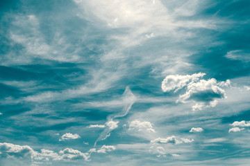 Retro Photo Of Blue Summer Sky And Clouds