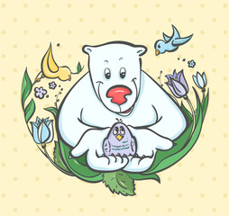 медведь с птицами