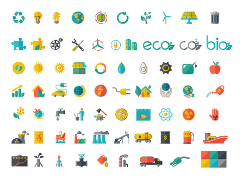Collection of ecology flat icons