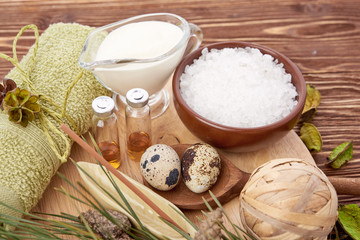 spa stuff on wooden background