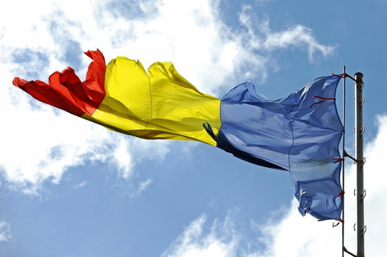 Romanian Flag Ripped Of