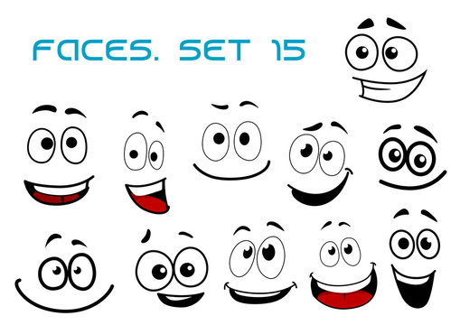 Cartoon laughing faces with googly eyes