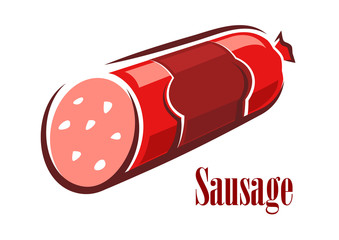Cartoon red beef salami sausage