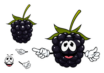Funny ripe blackberry fruit character