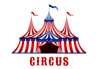 Vintage circus tent with flags and stars © Vector Tradition