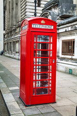 Famous red telephone booth in London