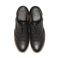 Black shoes isolated on white background. top view