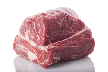 Fresh Slice of Beef Meat on White Background