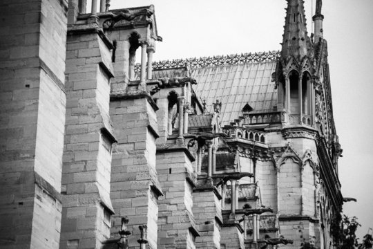 Black and White Photo of Notre Dame Cathedral