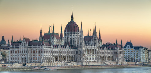 Fototapeta na wymiar View of hungarian Parliament building, Budapest