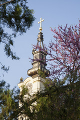 Fototapeta na wymiar Church tower at Zemun Belgrade