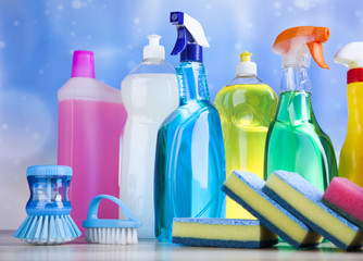 Cleaning supplies,home work colorful theme