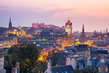 Fototapeta na wymiar Edinburgh city from Calton Hill at night, Scotland, UK
