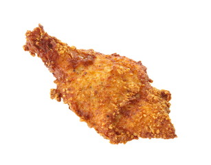 Fried chicken leg isolated on a white background .