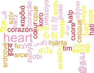 Heart multilanguage wordcloud background concept