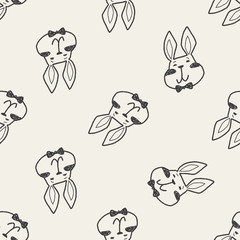 easter bunny doodle seamless pattern background