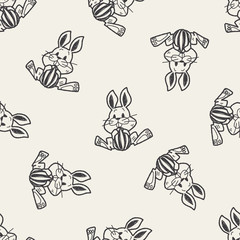 easter bunny doodle seamless pattern background