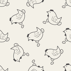 Easter egg and chicken doodle seamless pattern background