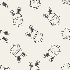 easter bunny doodle seamless pattern background